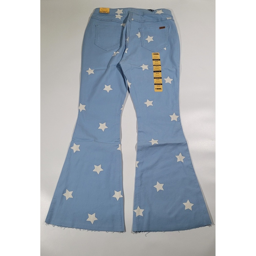 Rock & Roll Denim Womens Star Reversible Flare Jeans Sky Blue 33x32 BW6PD03529